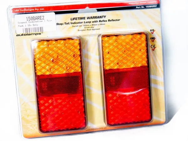 Stop-Tail-Indicator Lamp With Reflex Reflector 12V Set of 2(150BARE2)